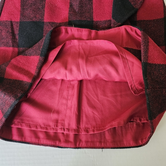 J Crew mini skirt in size 0 red buffalo check lined ruffle wool blend NWT - Picture 3 of 9